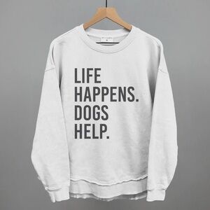 Oversized Terry Poncho with “Life Happens Dogs Help”.